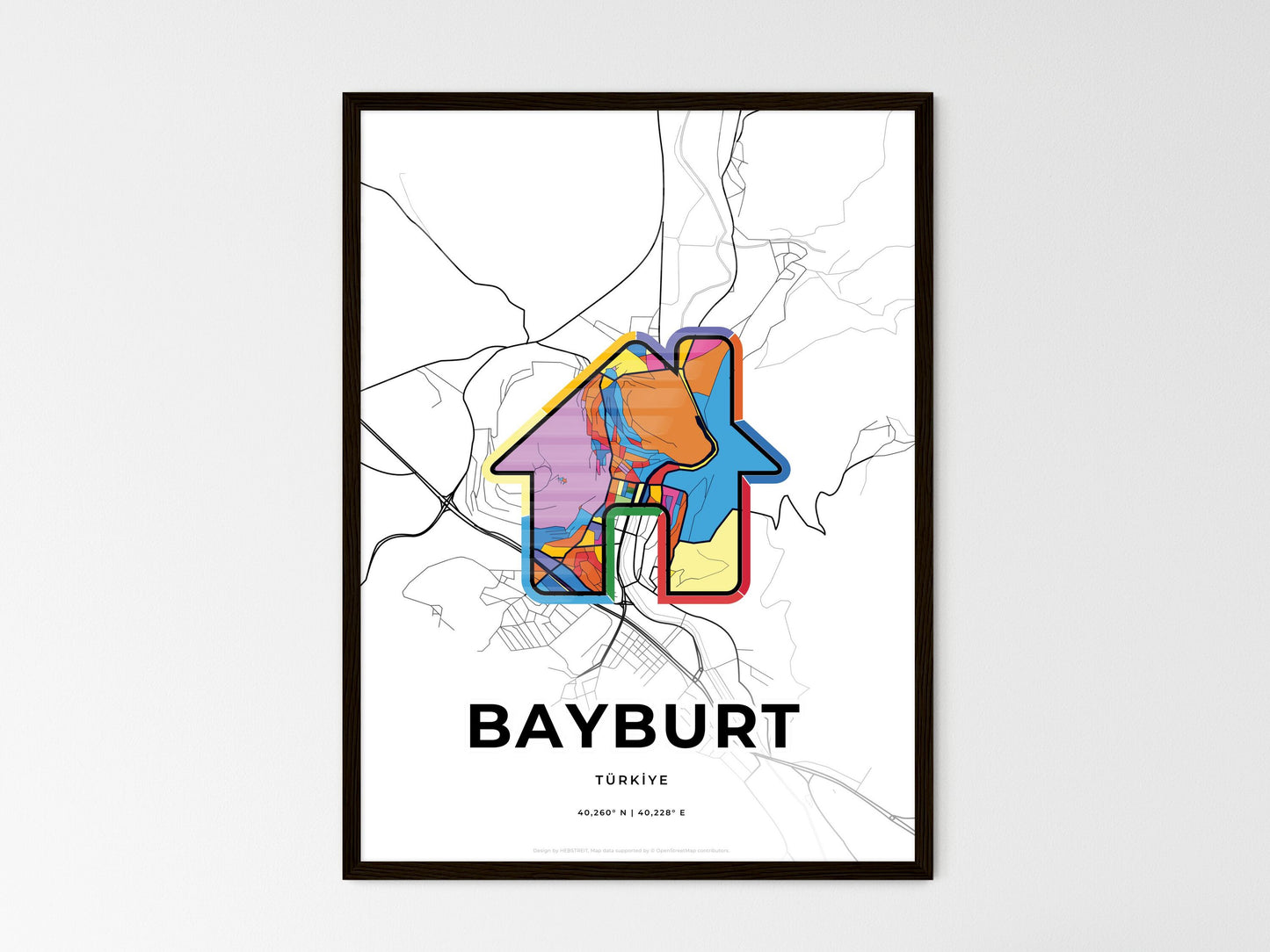 Bayburt Turkey wedding art map with home icon