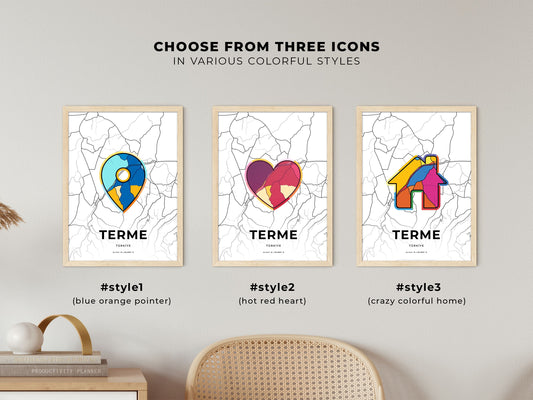 Terme Turkey maps with colorful icons