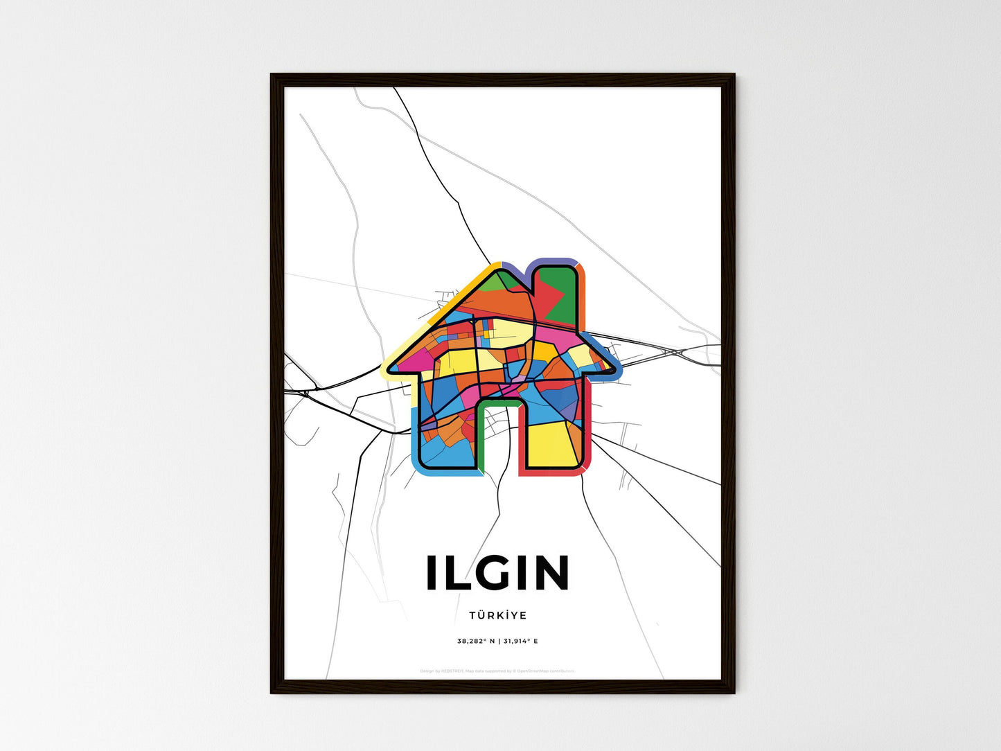 Ilgin Turkey wedding art map with home icon