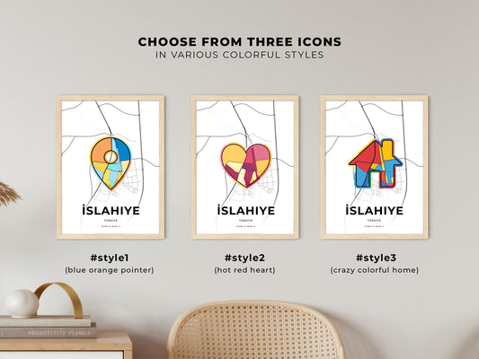 İslahiye Turkey maps with colorful icons