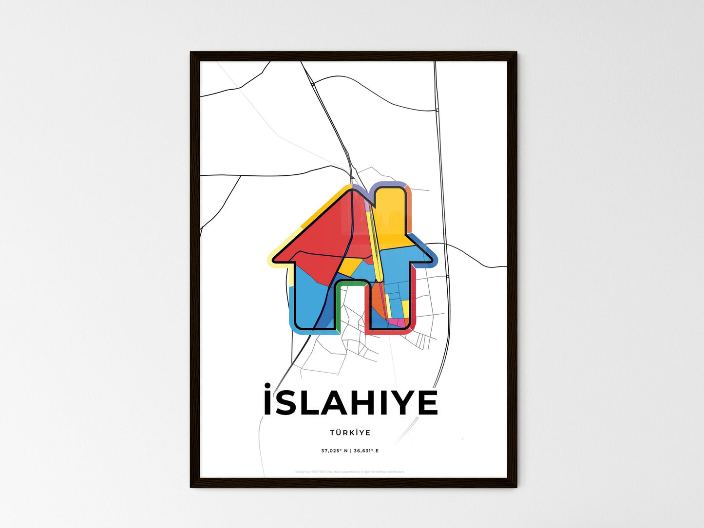 İslahiye Turkey wedding art map with home icon