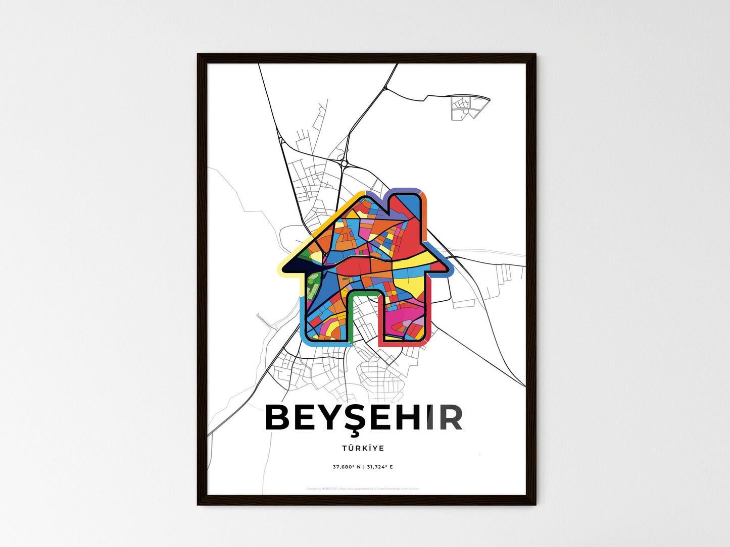 Beyşehir Turkey wedding art map with home icon