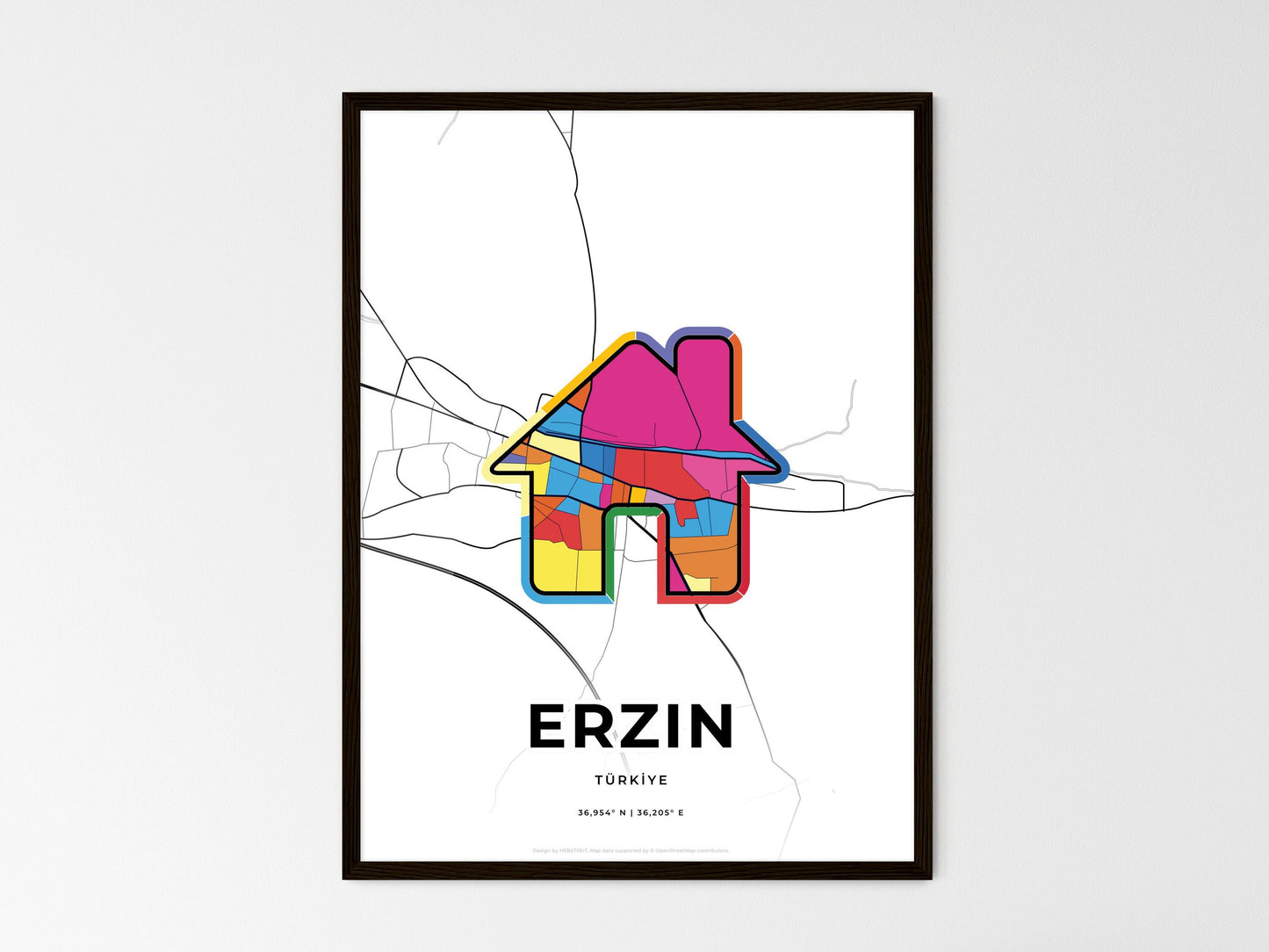 Erzin Turkey wedding art map with home icon