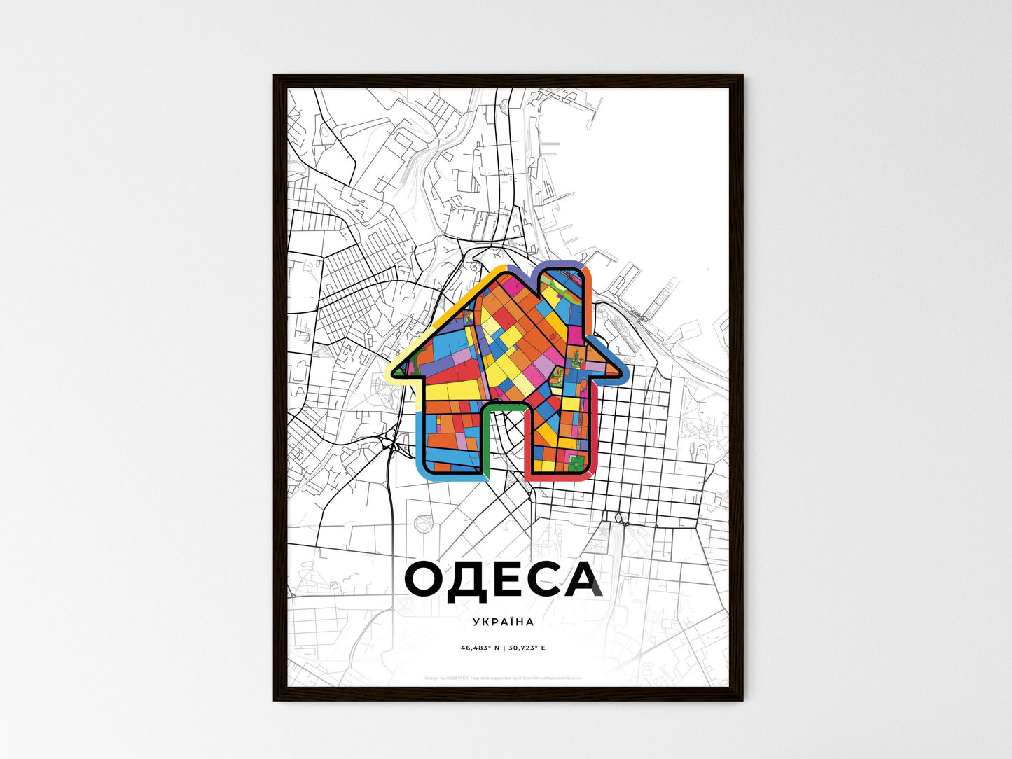 Odessa Ukraine wedding art map with home icon