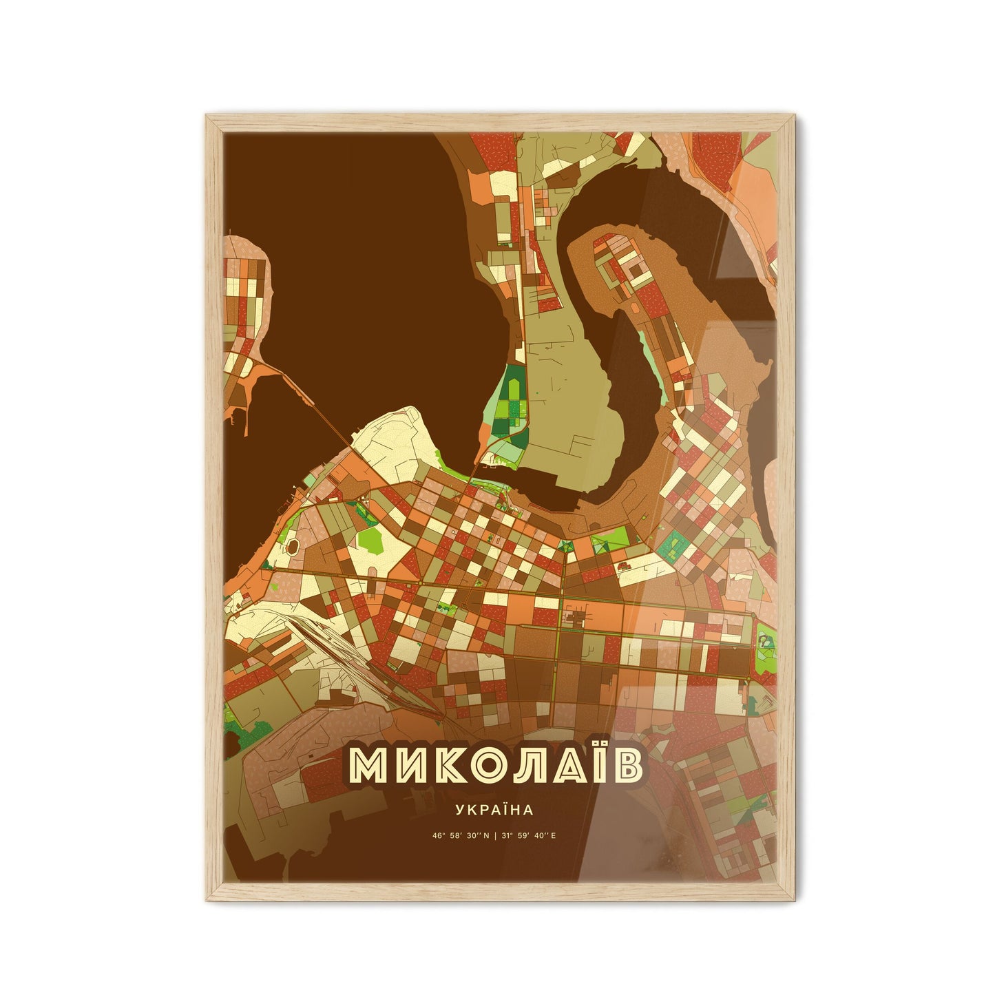 Colorful MYKOLAIV UKRAINE Fine Art Map Farmhouse