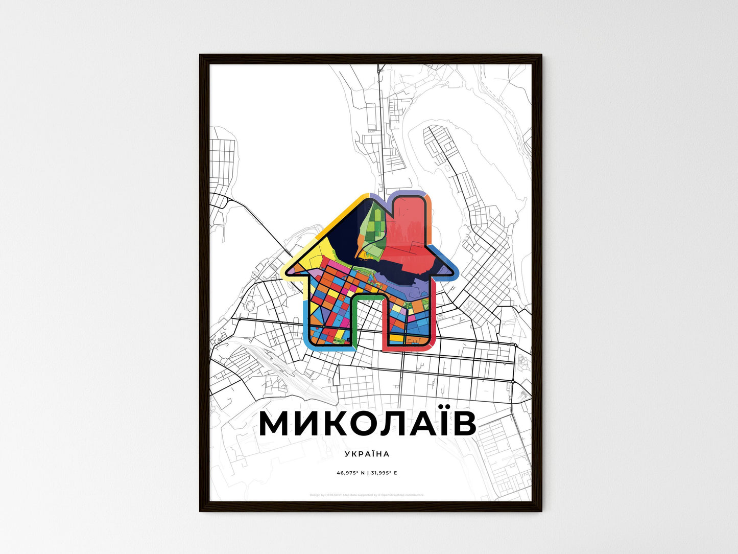 Mykolaiv Ukraine wedding art map with home icon
