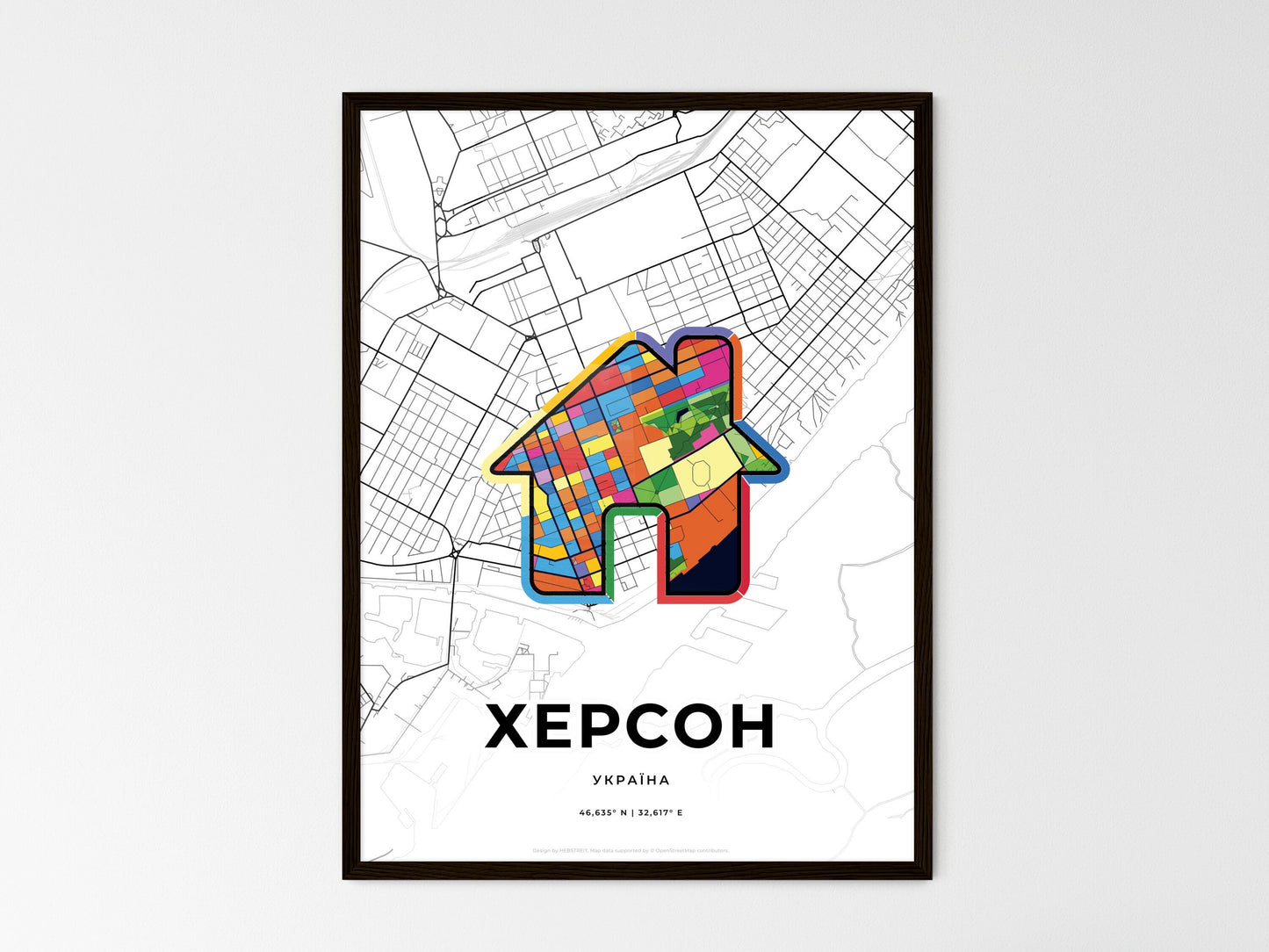 Kherson Ukraine wedding art map with home icon