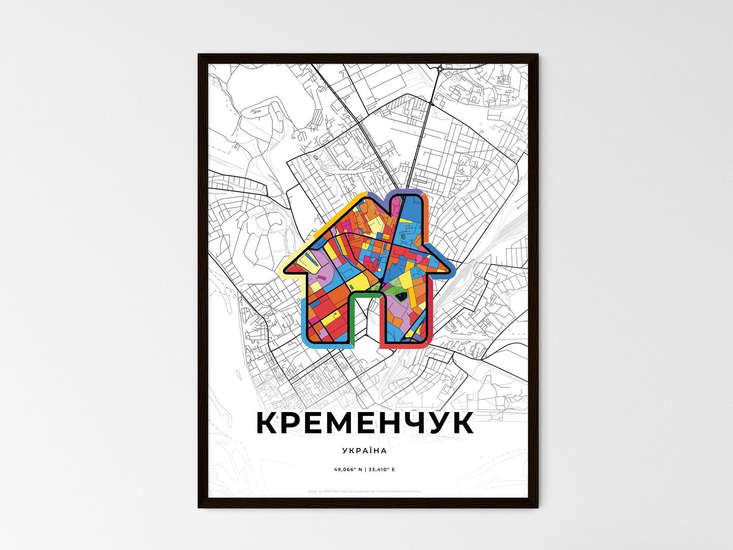 Kremenchuk Ukraine wedding art map with home icon