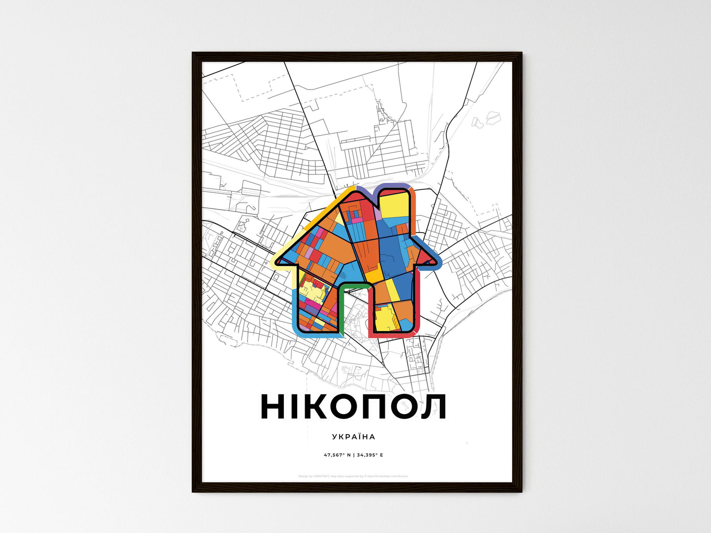 Nikopol Ukraine wedding art map with home icon