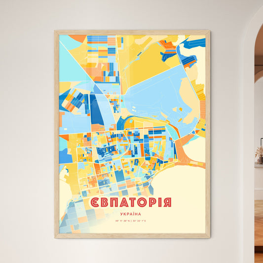 Colorful YEVPATORIA UKRAINE Fine Art Map Blue Orange