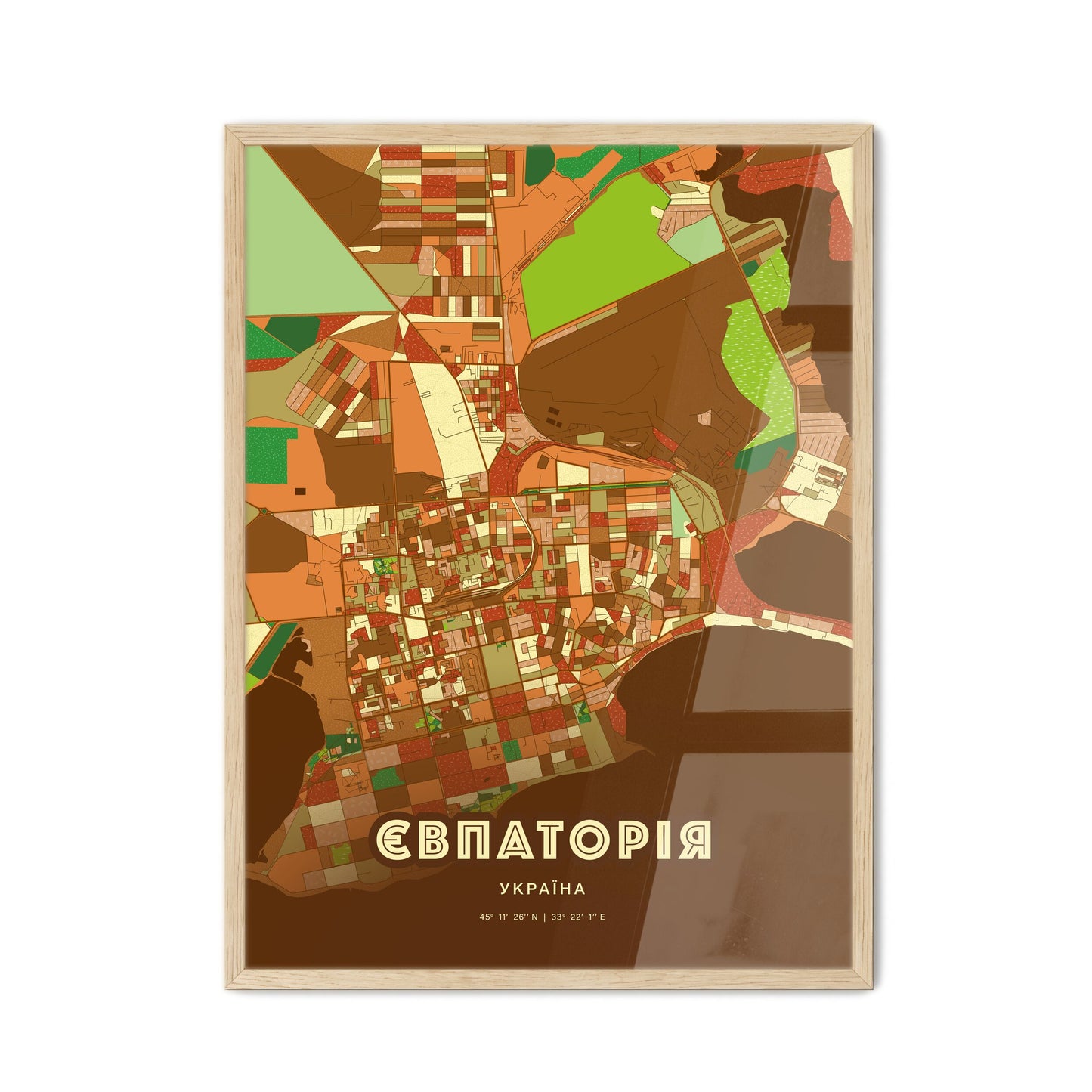Colorful YEVPATORIA UKRAINE Fine Art Map Farmhouse