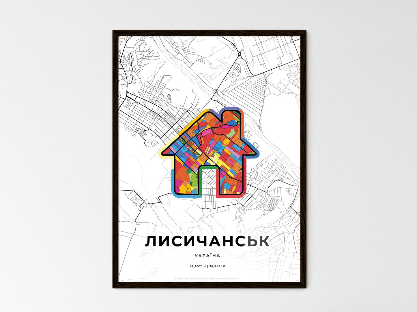 Lysychansk Ukraine wedding art map with home icon