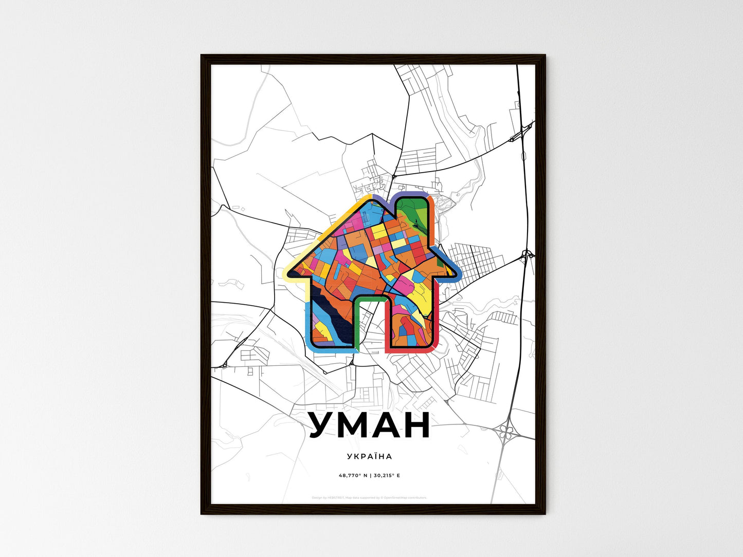 Uman Ukraine wedding art map with home icon