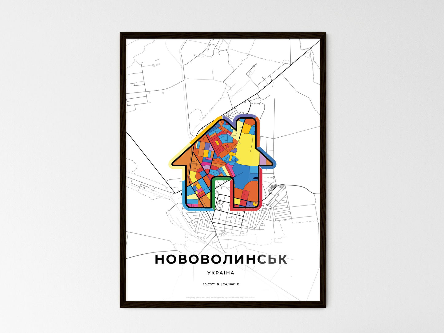 Novovolynsk Ukraine wedding art map with home icon