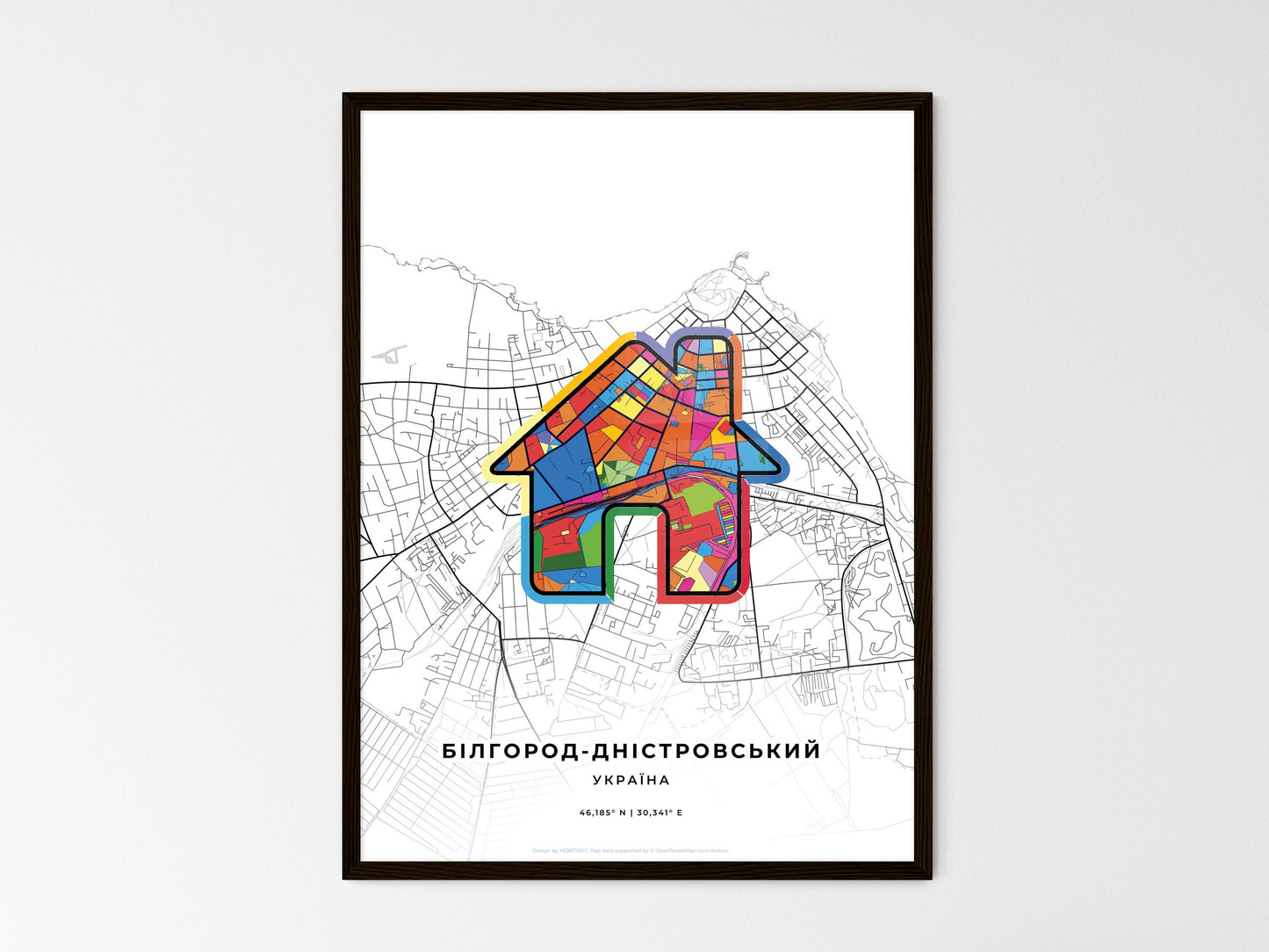 Bilhorod-Dnistrovskyi Ukraine wedding art map with home icon
