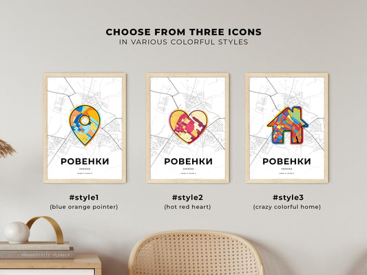 Rovenky Ukraine maps with colorful icons
