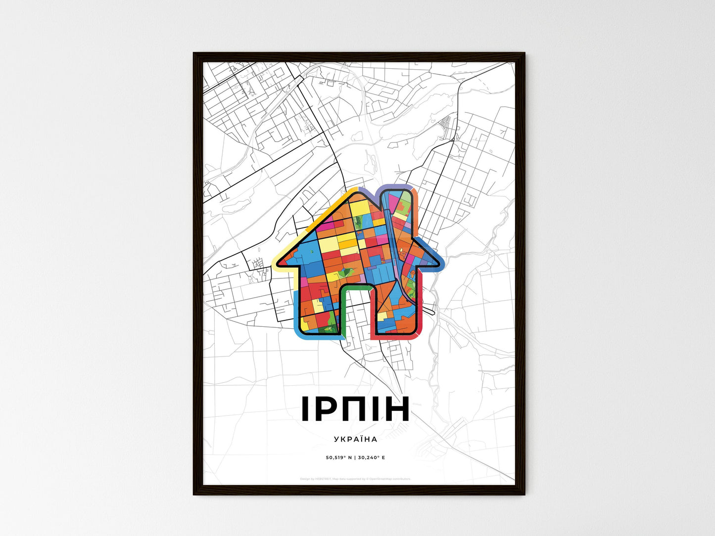 Irpin Ukraine wedding art map with home icon