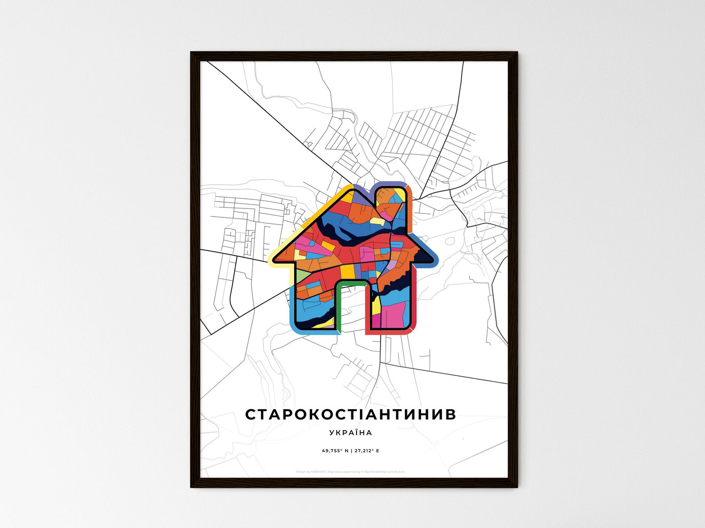 Starokostiantyniv Ukraine wedding art map with home icon