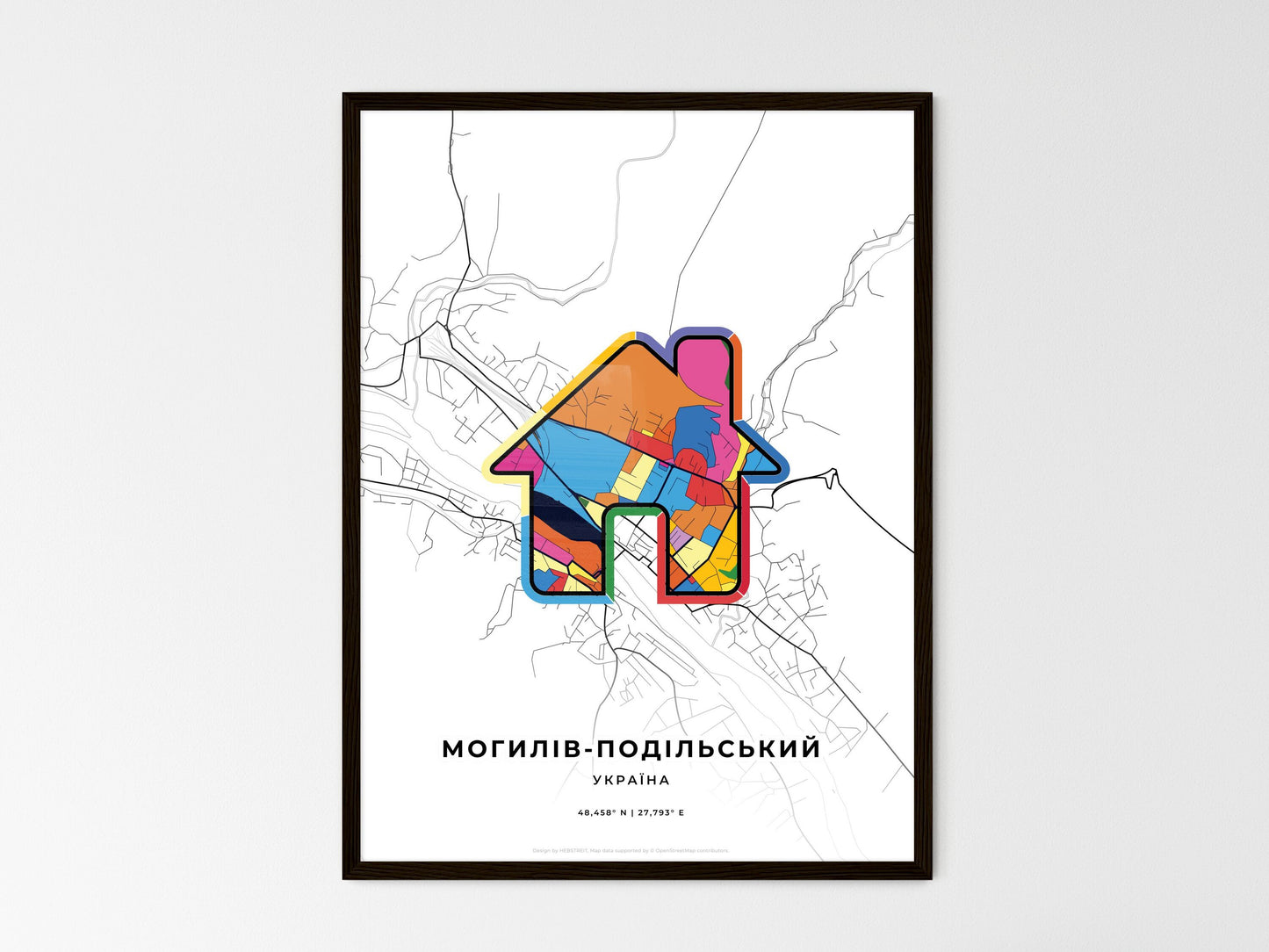 Mohyliv-Podilskyi Ukraine wedding art map with home icon