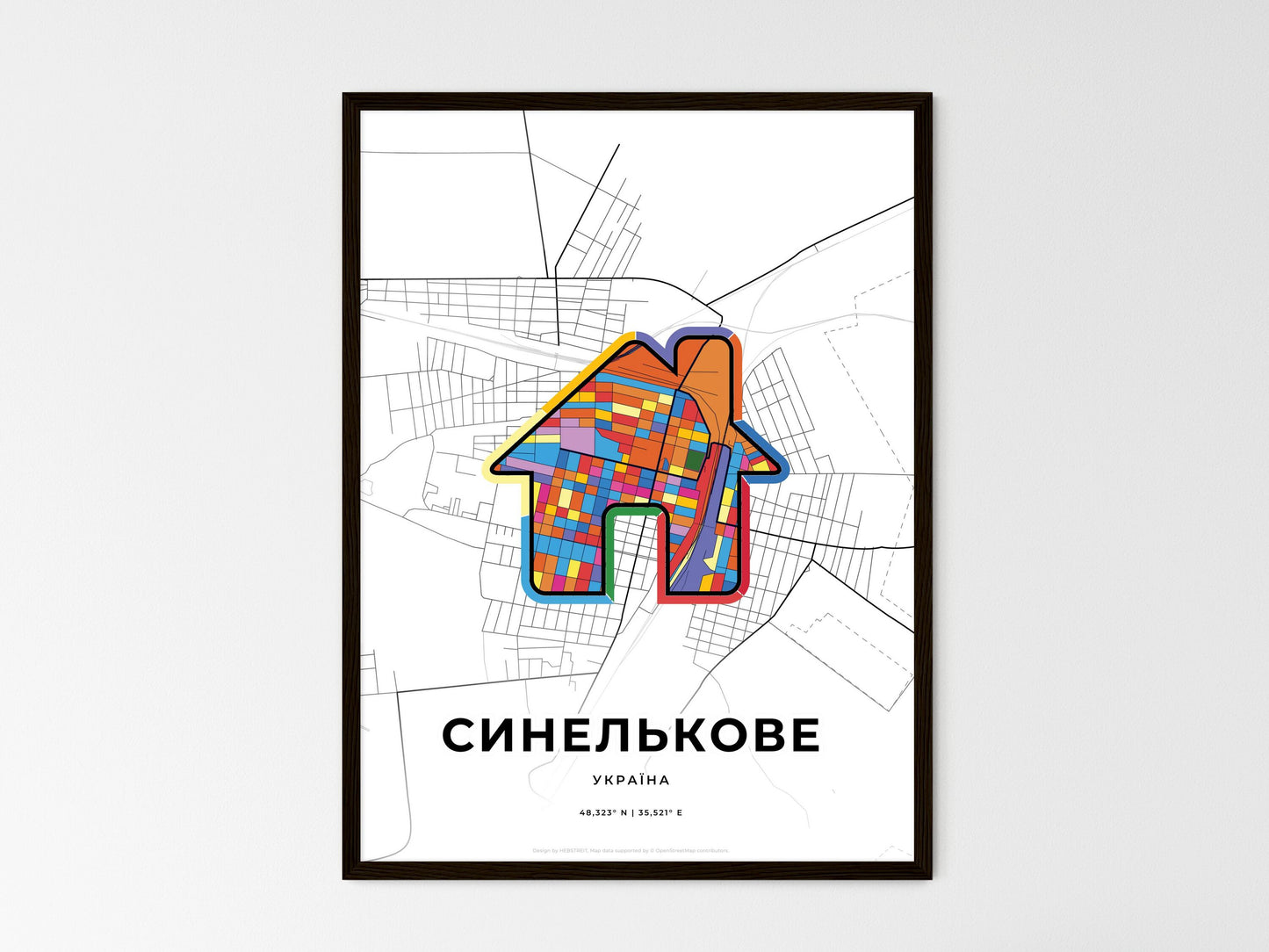 Synelnykove Ukraine wedding art map with home icon