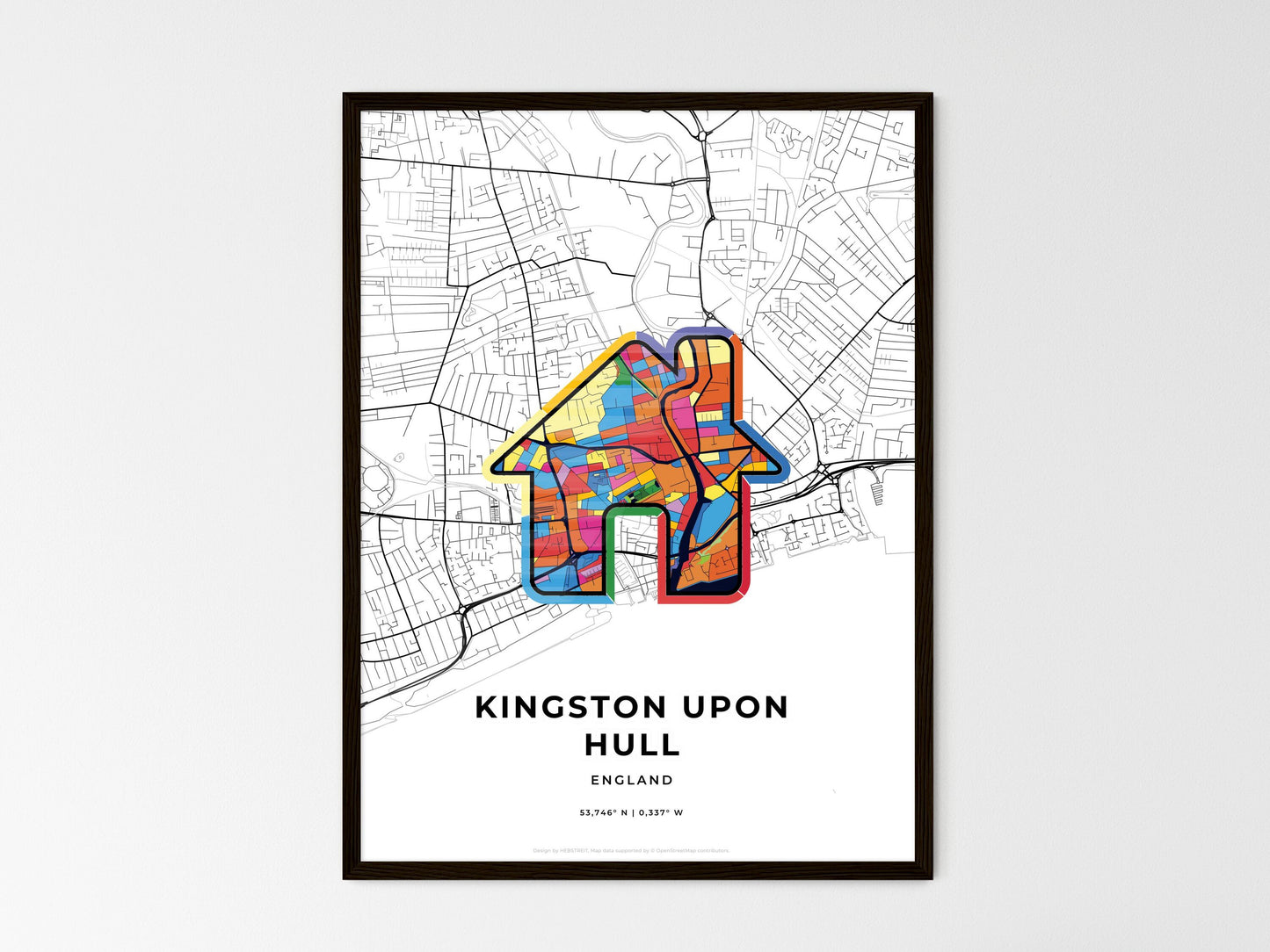 Kingston Upon Hull England wedding art map with home icon