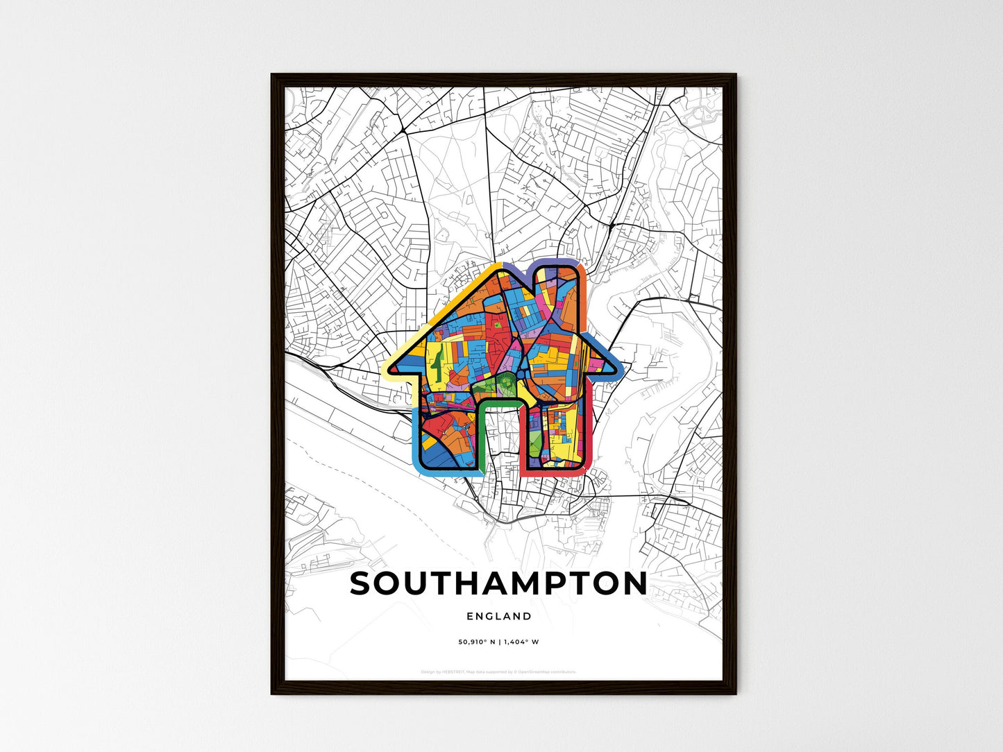 Southampton England wedding art map with home icon