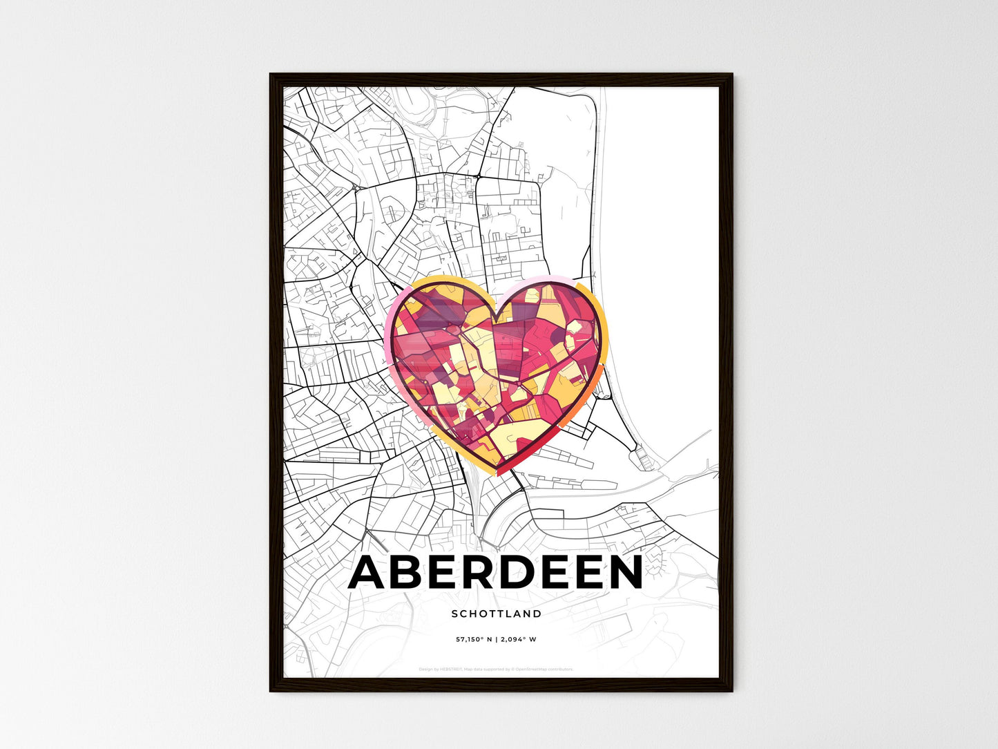 ABERDEEN SCOTLAND minimal art map with a colorful icon. Where it all began, Couple map gift. Style 2