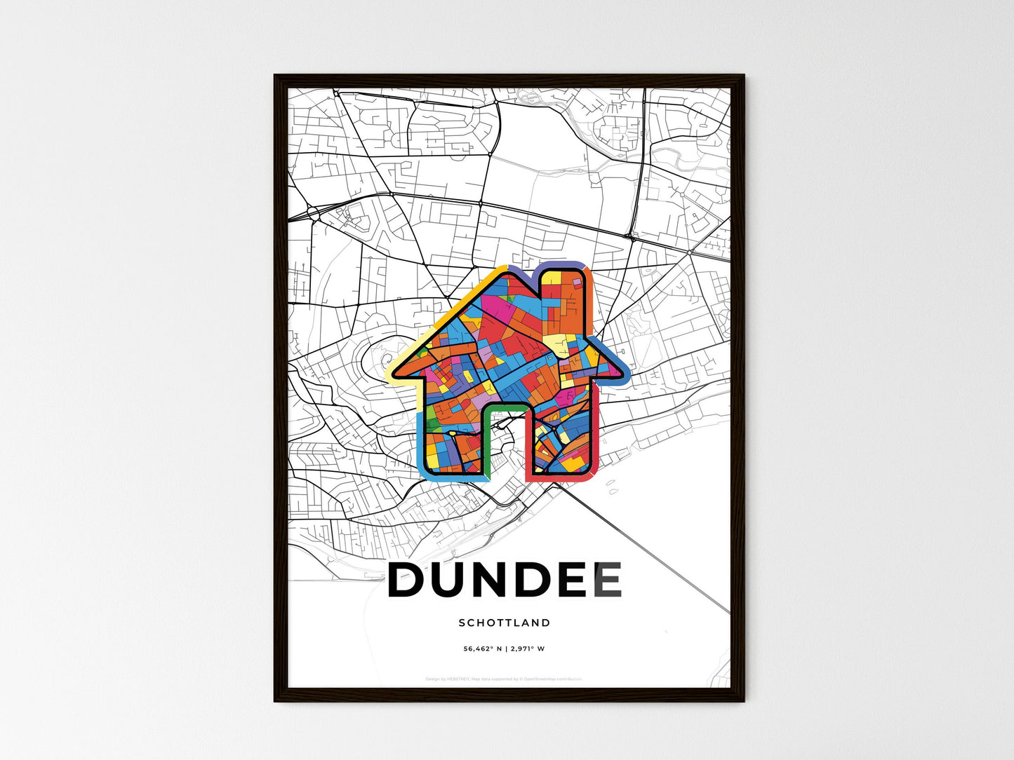 Dundee Scotland wedding art map with home icon