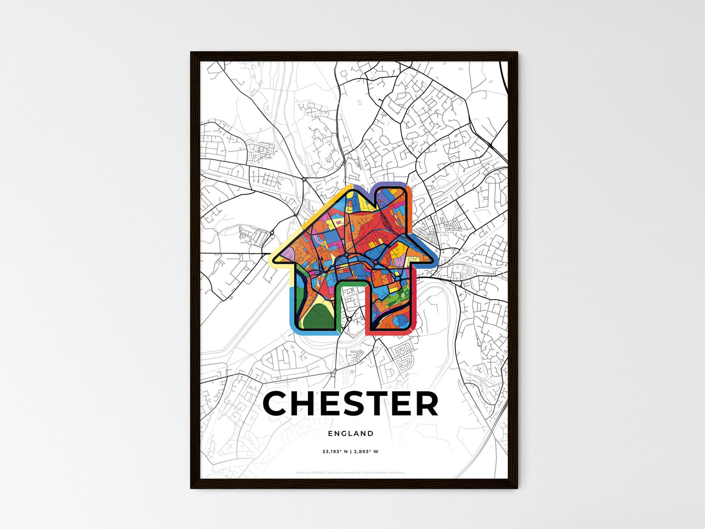 Chester England wedding art map with home icon