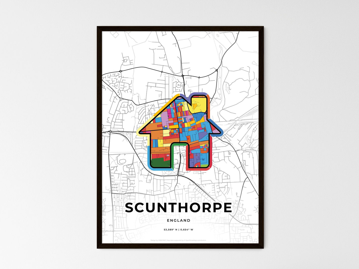 Scunthorpe England wedding art map with home icon