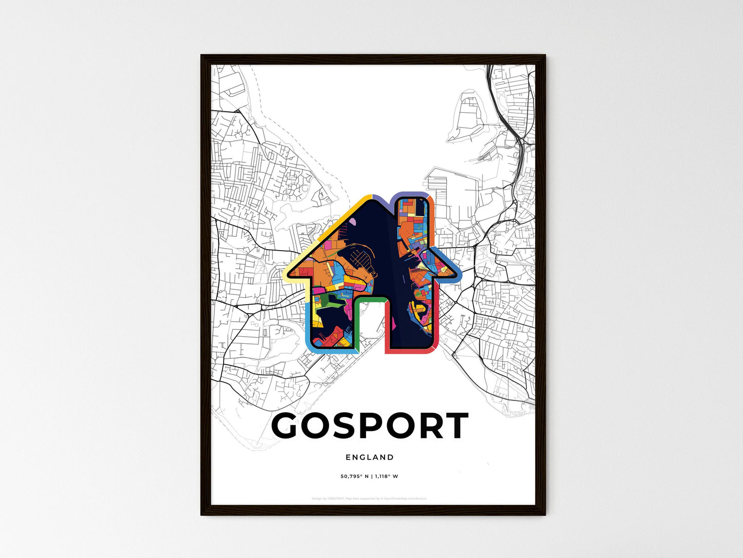 Gosport England wedding art map with home icon