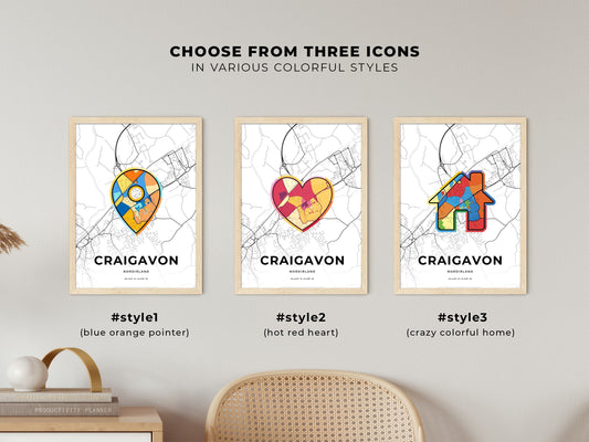 Craigavon Northern Ireland maps with colorful icons