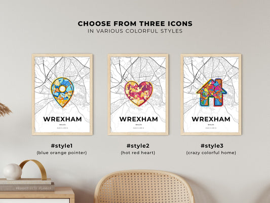 Wrexham Wales maps with colorful icons