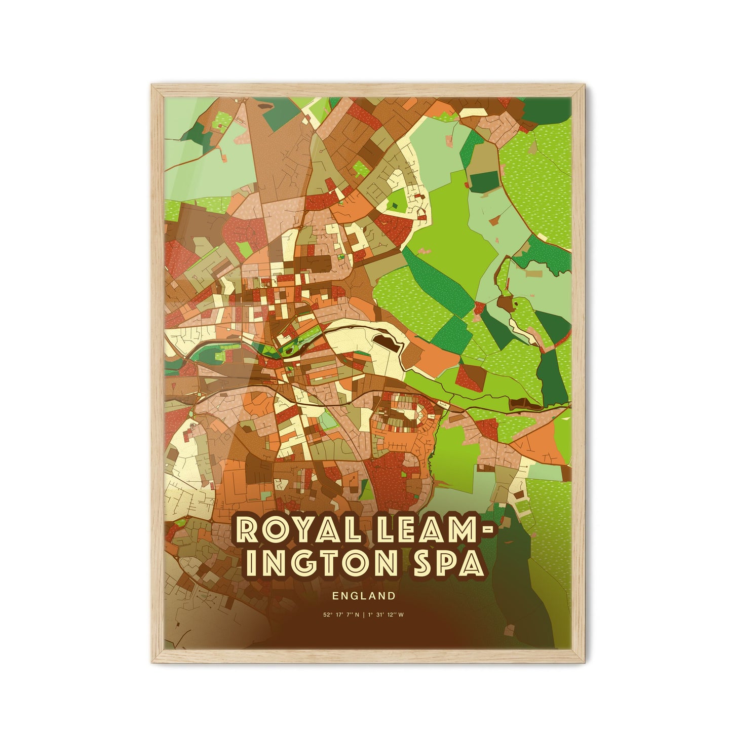 Colorful ROYAL LEAMINGTON SPA ENGLAND Fine Art Map Farmhouse