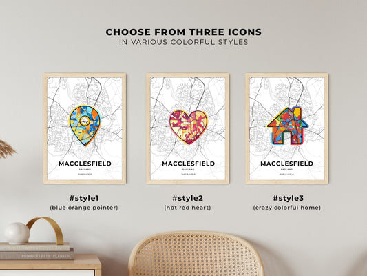 Macclesfield England maps with colorful icons