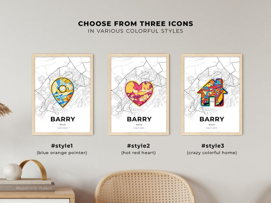 Barry Wales maps with colorful icons