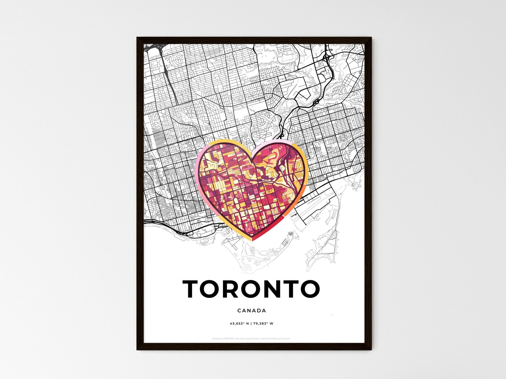 TORONTO CANADA minimal art map with a colorful icon. Where it all began, Couple map gift. Style 2