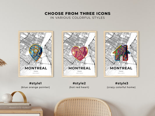 Montreal Canada maps with colorful icons