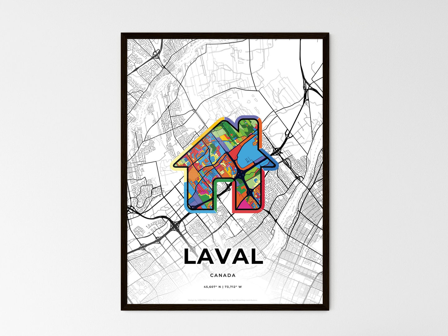 Laval Canada wedding art map with home icon