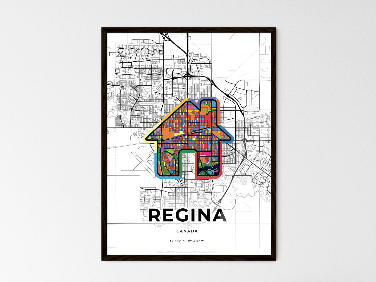 Regina Canada wedding art map with home icon