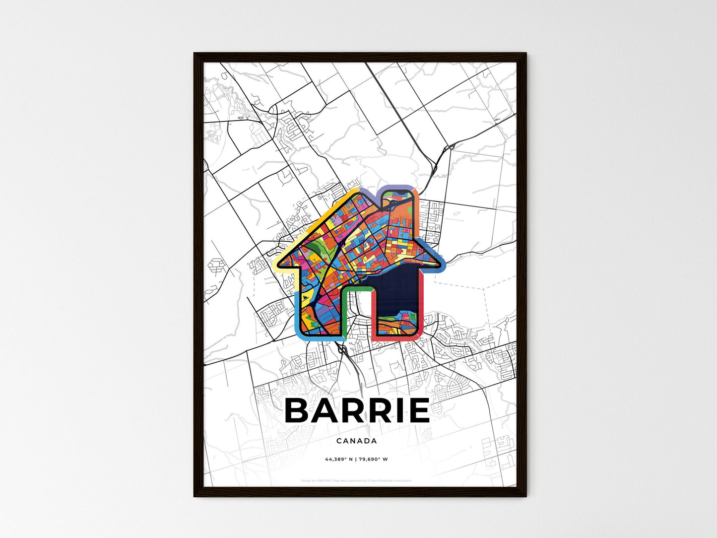 Barrie Canada wedding art map with home icon