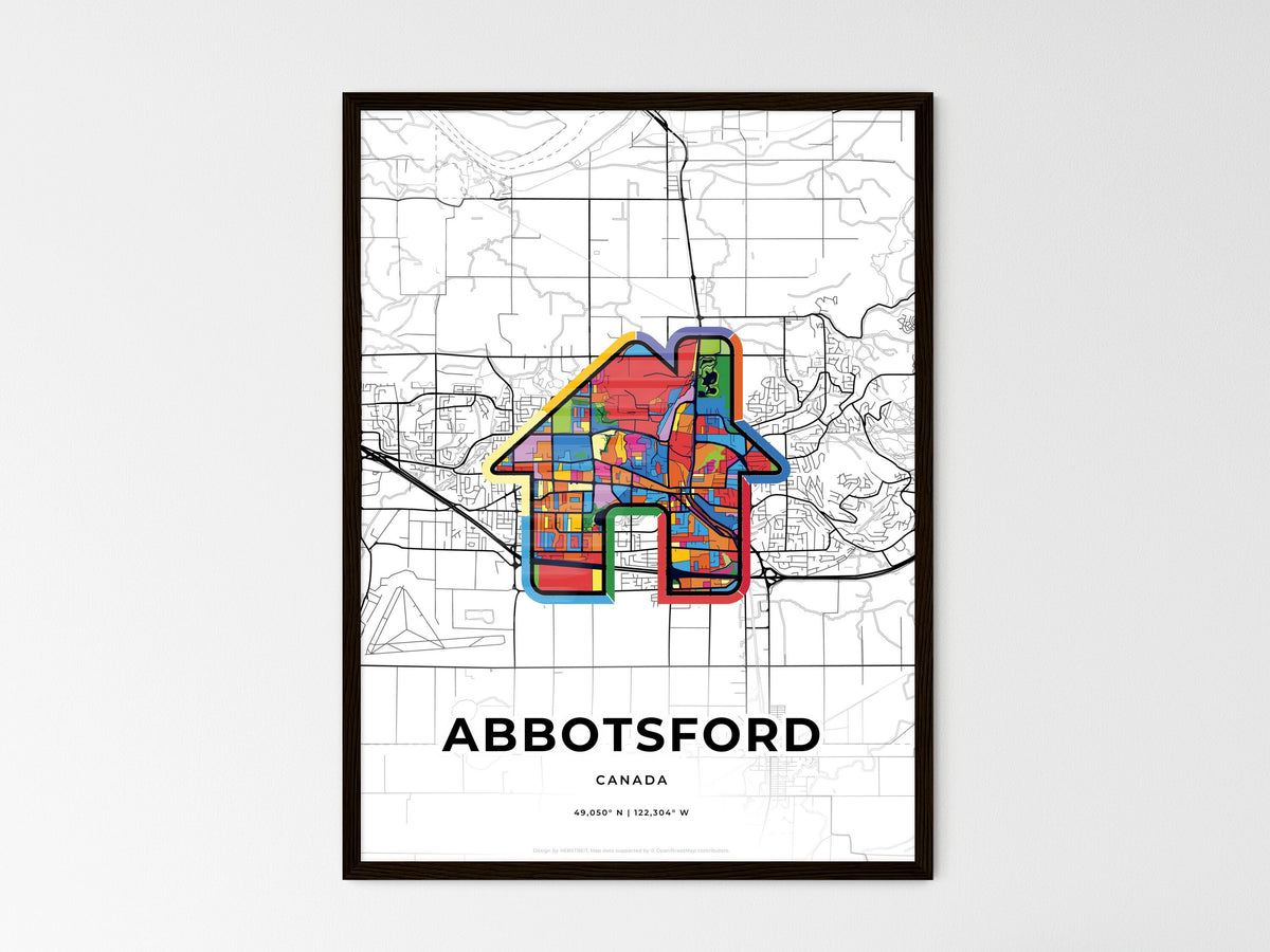 Abbotsford Canada wedding art map with home icon