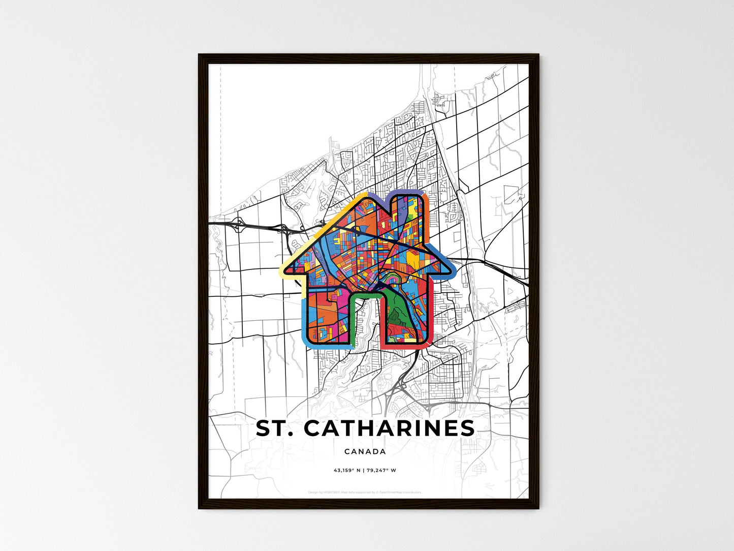 St. Catharines Canada wedding art map with home icon