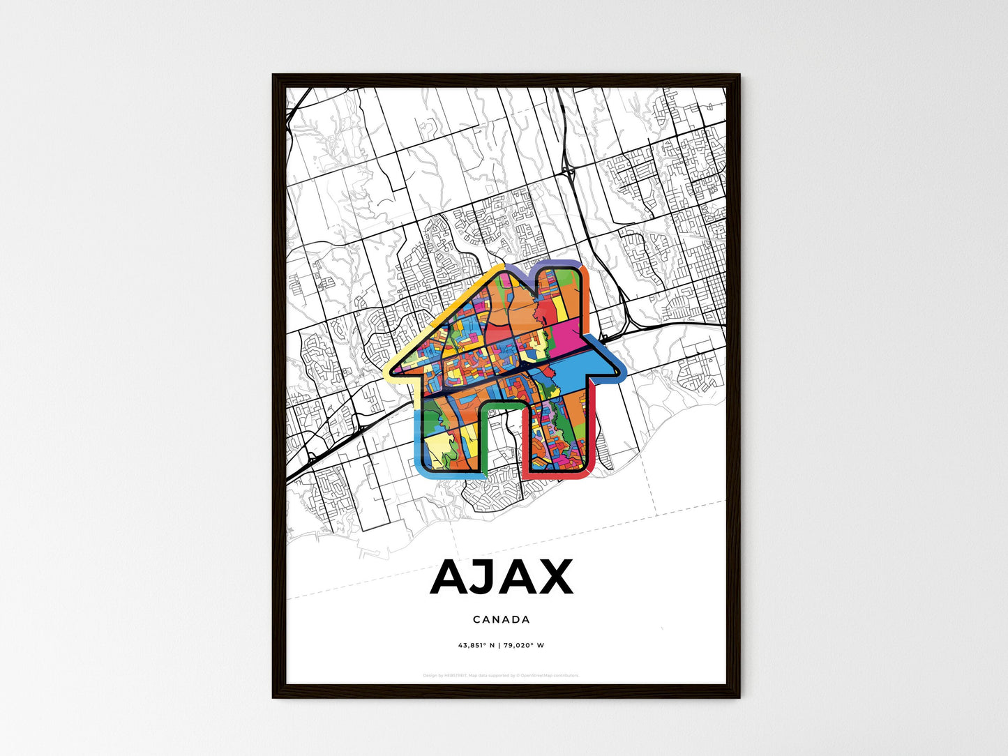 Ajax Canada wedding art map with home icon