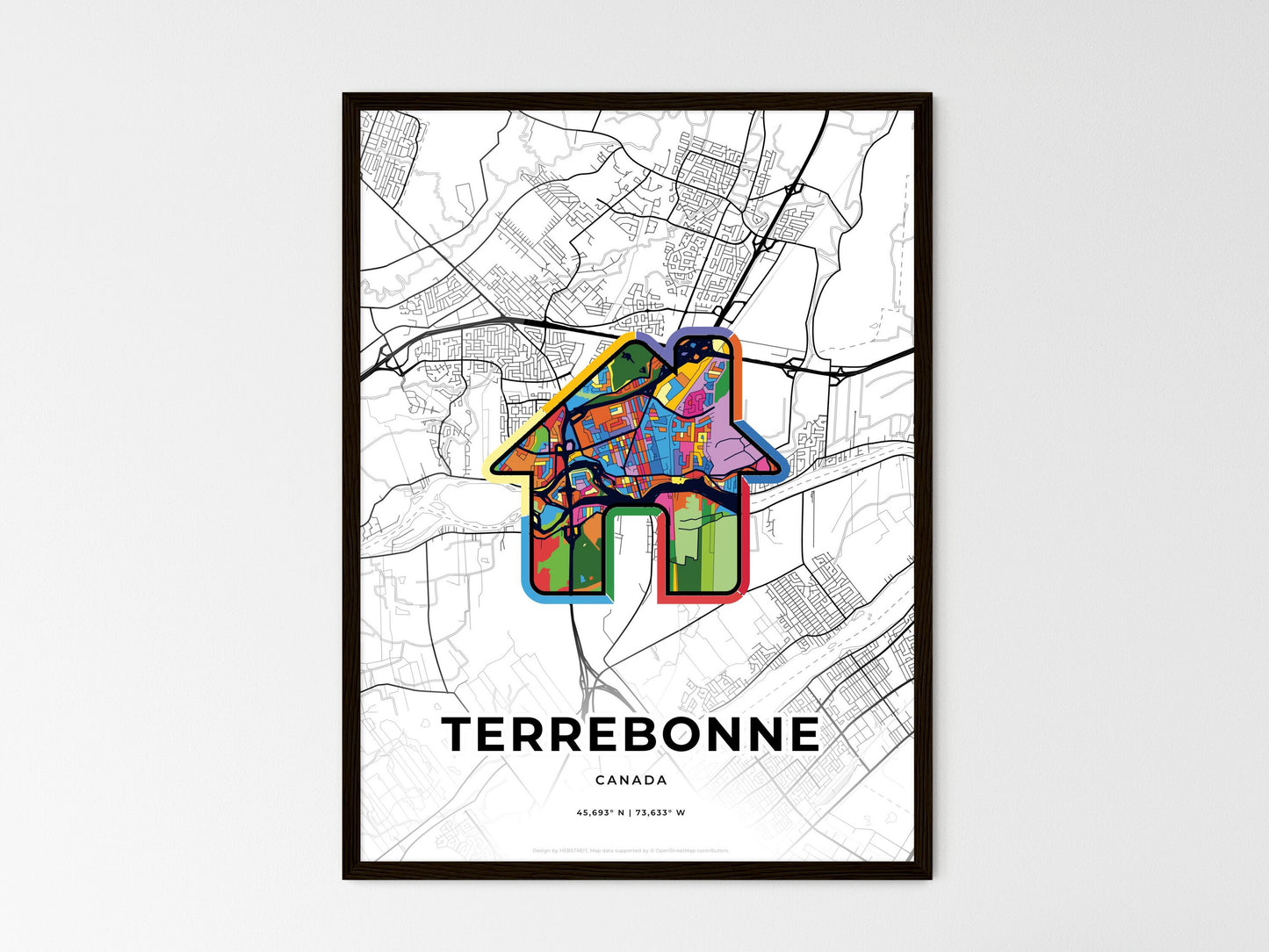 Terrebonne Canada wedding art map with home icon