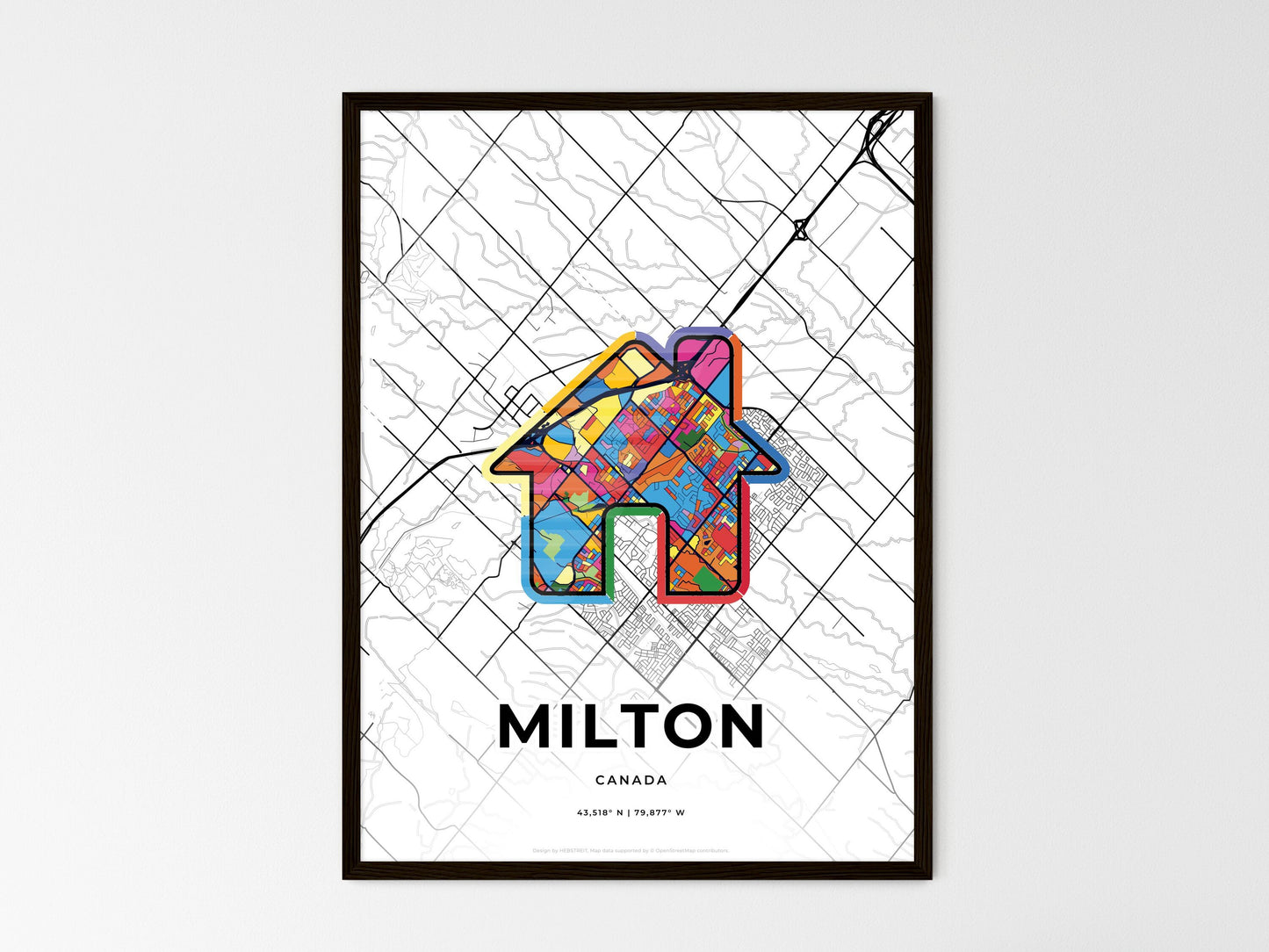 Milton Canada wedding art map with home icon