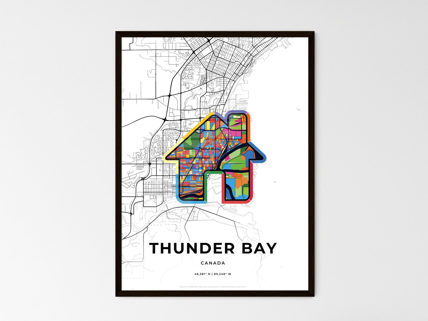 Thunder Bay Canada wedding art map with home icon