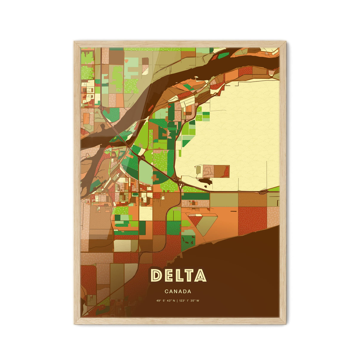 Colorful DELTA CANADA Fine Art Map Farmhouse