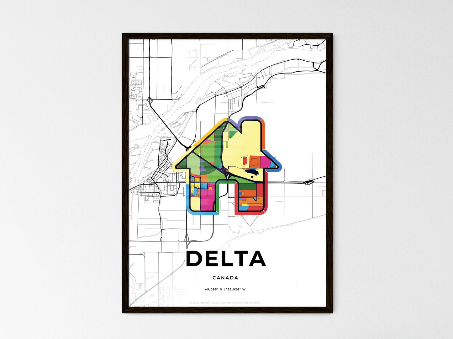 Delta Canada wedding art map with home icon