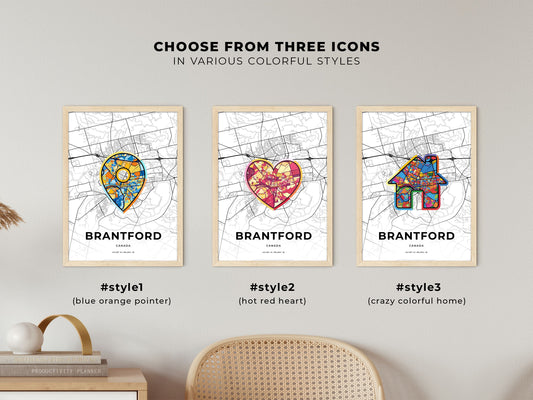 Brantford Canada maps with colorful icons